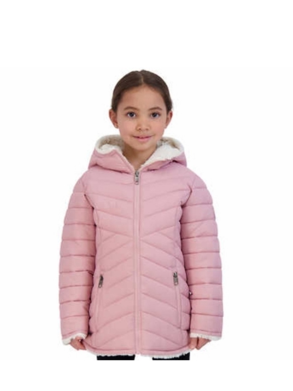 Steve Madden Girls Reversible Pink Puffer Jacket w/ Sherpa – 2-in-1 Cozy Coat